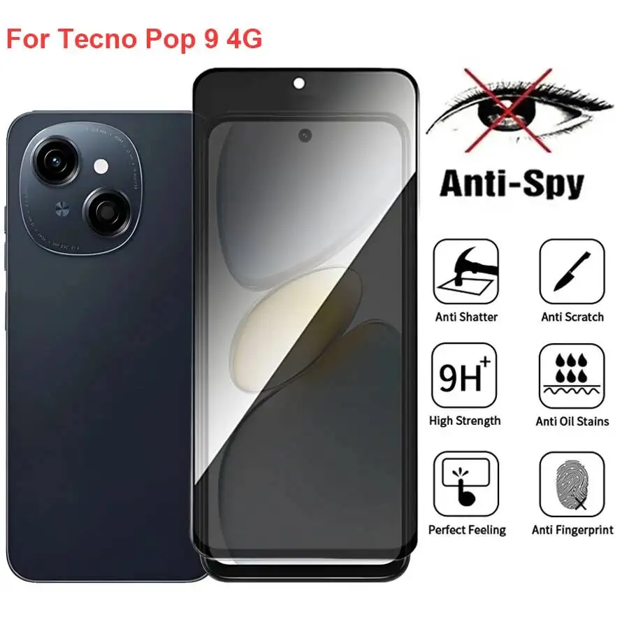 

Tempered Glass Pop 9 Anti Spy Privacy Protector Compatible For Tecno Pop9 4G Full Cover Screen Phone Film