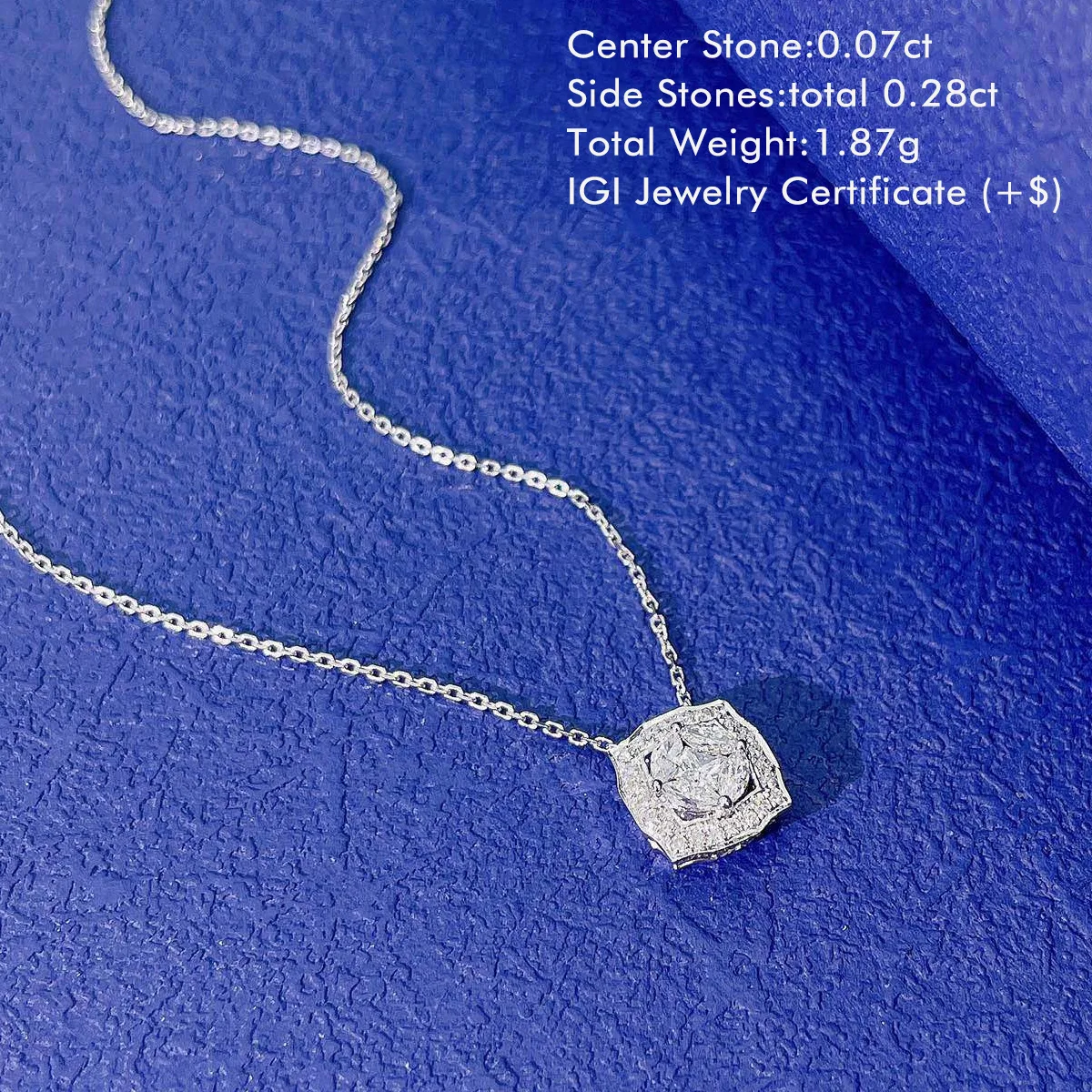 Total 0.35ct Marqiuse Cut Small Lab Diamond 18K White/Yellow Gold Lab Grown Diamond Necklace Birthday Gift for Women