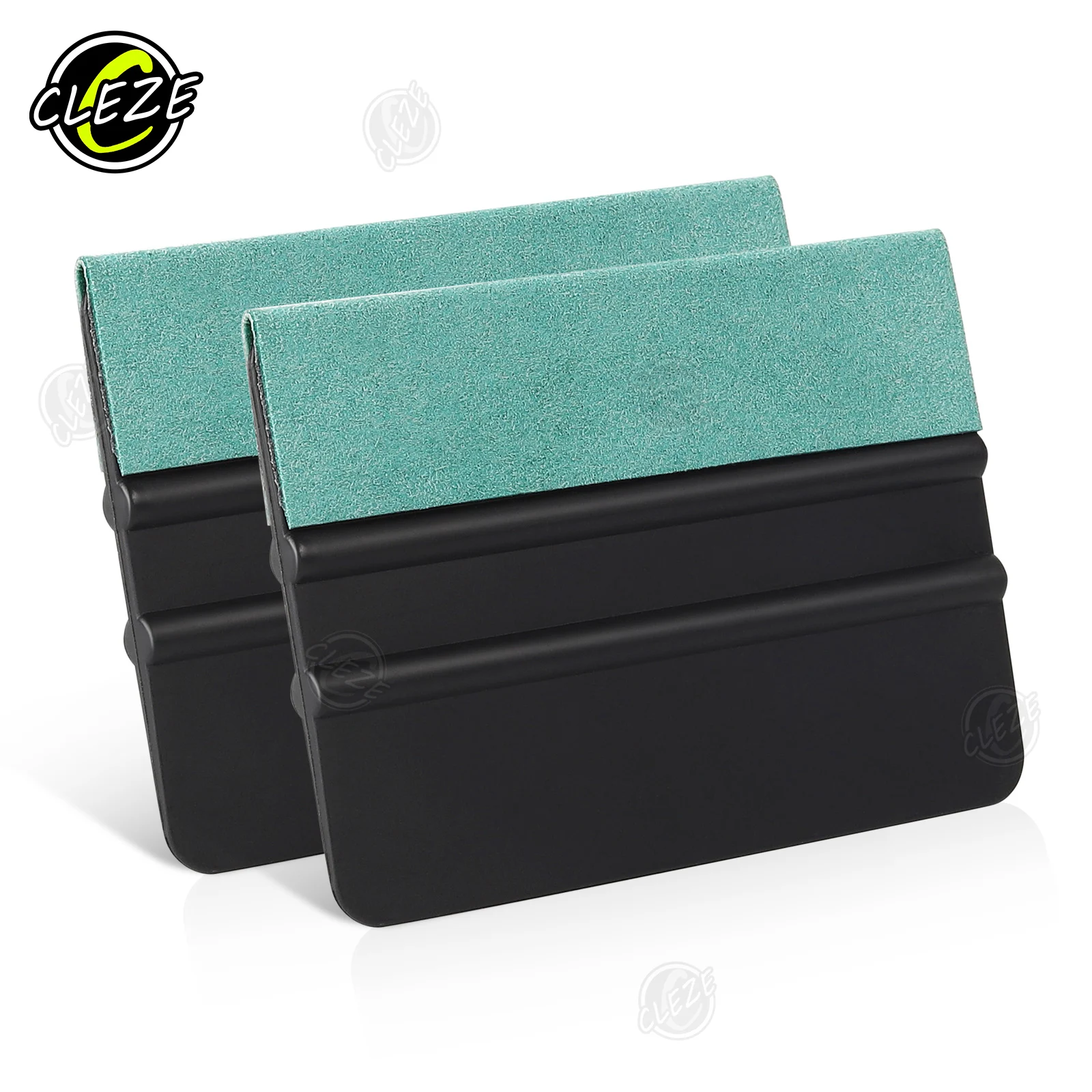 CLEZE 10Pcs High Quality Black Vinyl Wrap Squeegee with Suede Felt Edge Plastic Scraper Tool for Car Wrapping