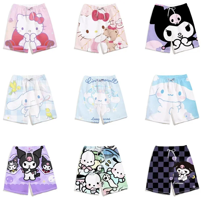 Sanrioed Kawaii Anime Summer Kuromi Girl Home Yoga Beach Pants Leisure Quick Drying Sports Shorts Indoor Outdoor Swimming Trunks