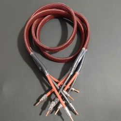 The new upgrade Pair Hi-end Van Den Hul MK Speaker Cable Silver Plated HiFi Audio Line with Red Copper Banana/Spade Plug