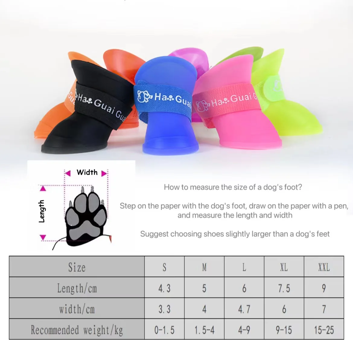 4pcs/Set Dogs Shoes Candy Colors Rubber Waterproof Soft Pet Rain Boots For Puppy Cats S/M/L