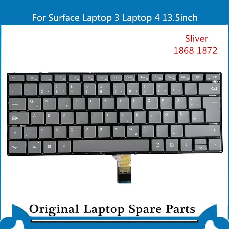 

New For Surface Laptop 3 Laptop 4 1872 1873 1868 Keyboard 13.5Inch DE German Layout Sliver