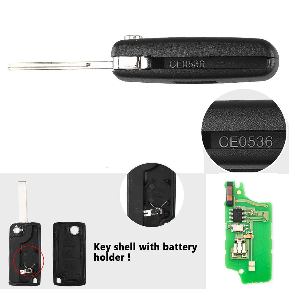 KEYYOU 2/3 Buttons Filp Car Remote Key 433MHz For CITROEN C1 C2 C3 C4 C5 Berlingo Picasso For Peugeot 207 307 407 ID46 CE0536