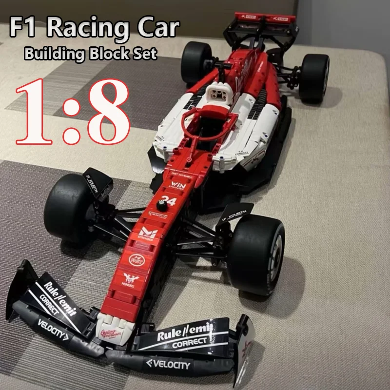 جديد الأحمر F1 سباق السيارات 1:8 بناء مجموعات 1700 + قطعة اللبنات سيارات بارد متعة تحصيل نماذج لعب الأولاد هدايا احتفالية إعطاء