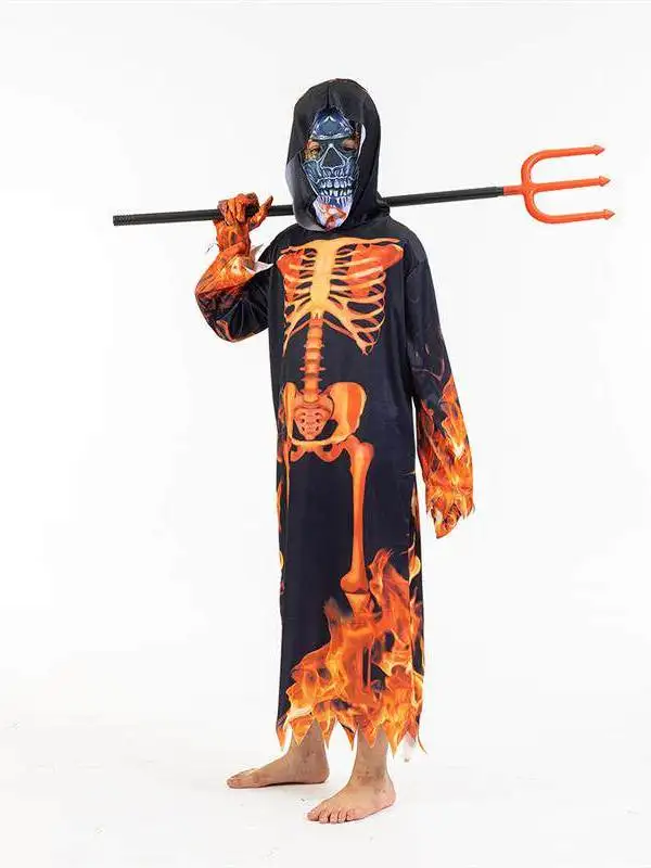 

Halloween Skeleton Party Robe Children's Terror Costume Long Gown Stage Performance Traditional Chinese Ethnic Women's Wear