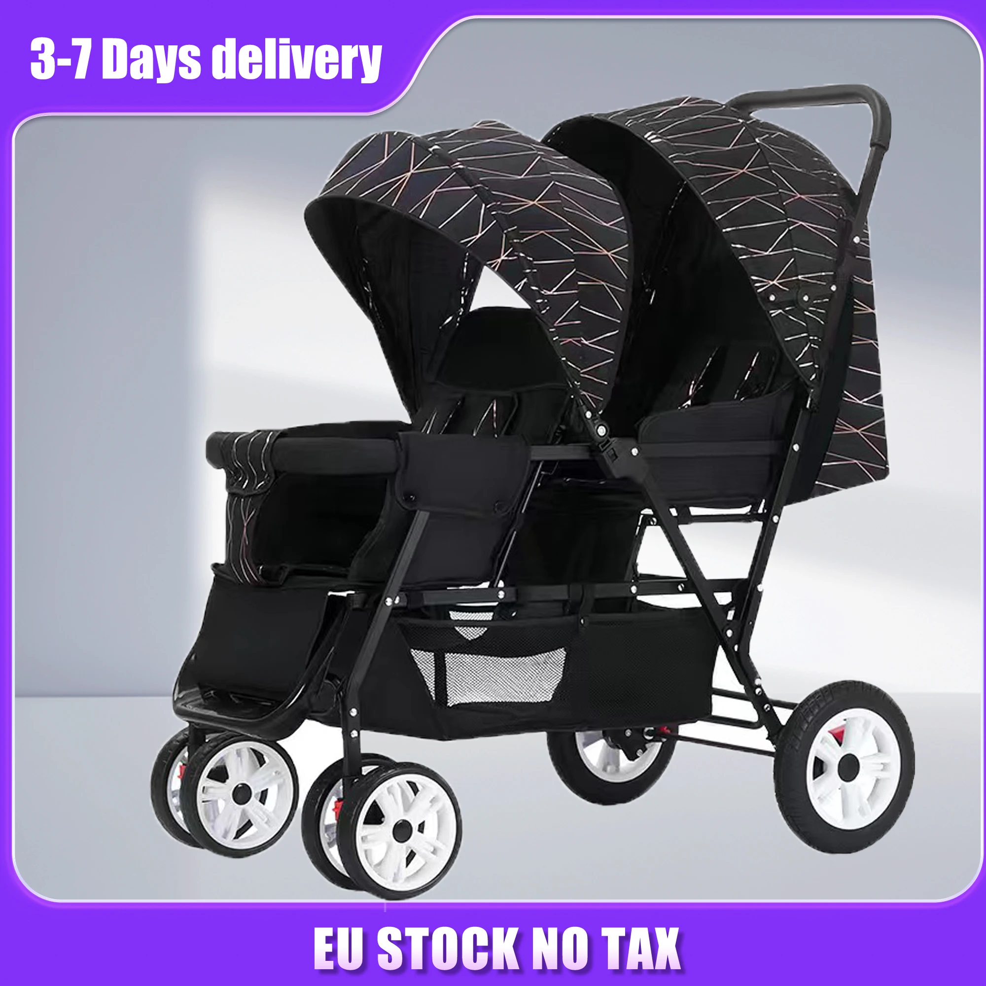 EU STOCK Twin strollers kids two seats strollers foldable carriage wholesale baby stroller Front and rear seats