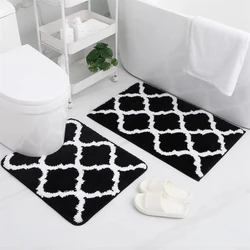 Olanly Bathroom Rugs Mat Set 2 Pcs U-Shaped Toilet Machine Wash Dry Non Slip Absorbent Shaggy Bath Rug For Tub Shower Bath Room