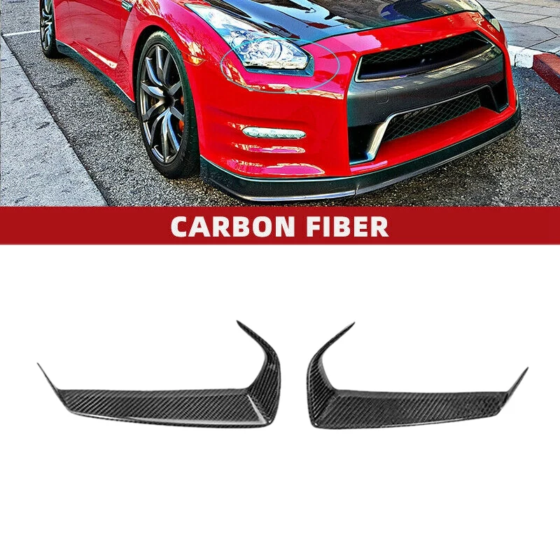 

Carbon Fiber Car Front Head Light Lamp Eyebrow Frame Cover For Nissan GTR R35 2008-2016