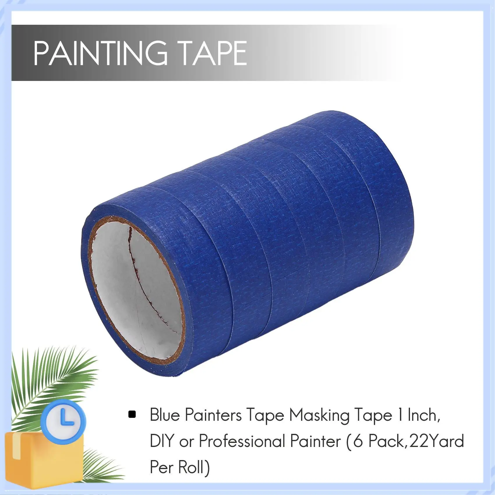 인기 있는 파란색 페인터 테이프 마스킹 테이프 1인치, DIY 또는 전문 페인터(6팩, 롤당 22야드)