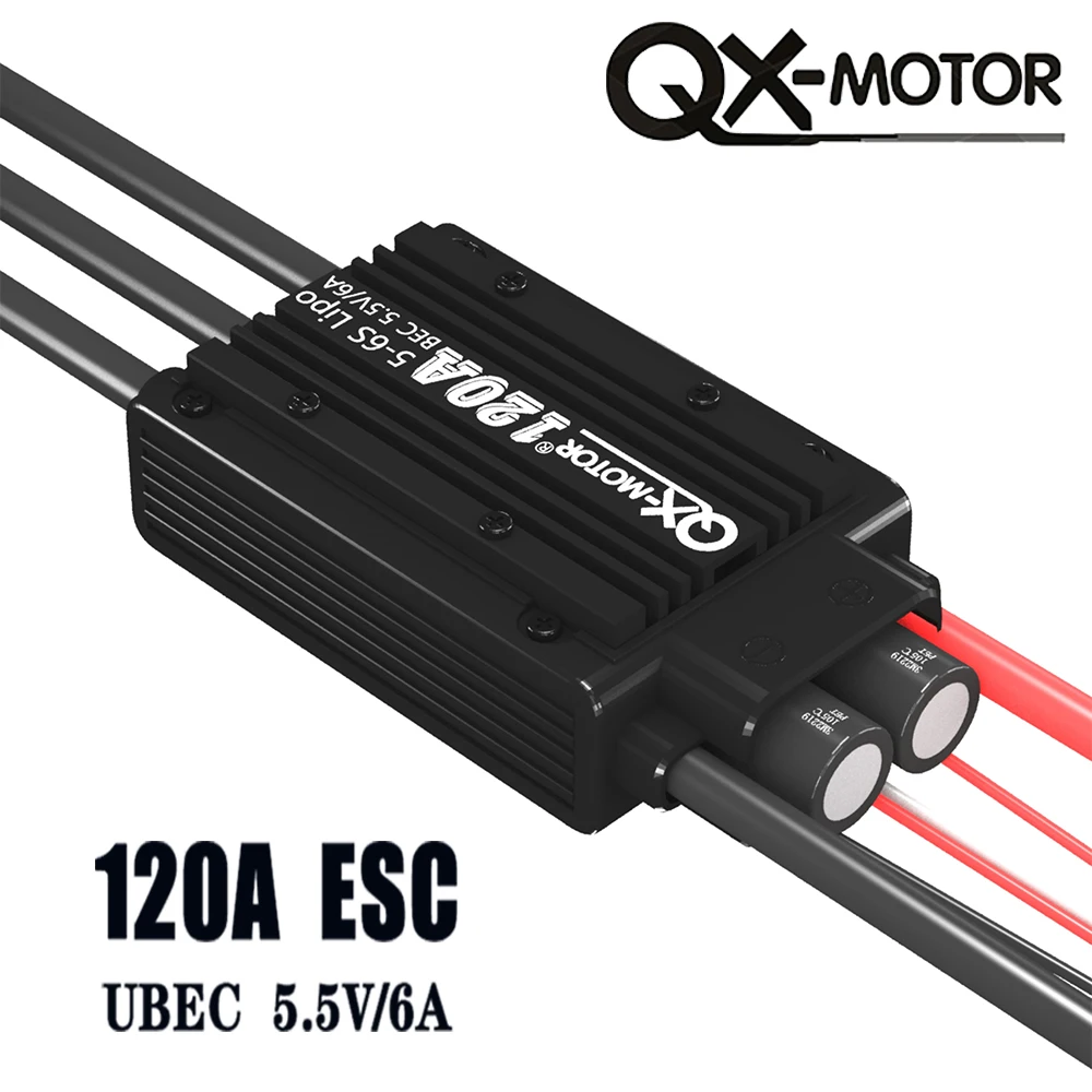 

QX-motor Lite-32 120A ESC 5-6S electronic governor External 5.5V/6A BEC for fixed wing aircraft helicopters 80mm EDF