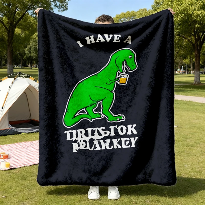 I Have A Drinking Problem T-Rex Flannel Blanket