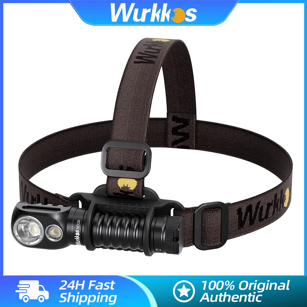 Wurkkos HD20 Rechargeable Headlamp 2000LM Magnetic Torch IP68 Spotlight Floodlight 21700 EDC Headlight Power Bank for Camping