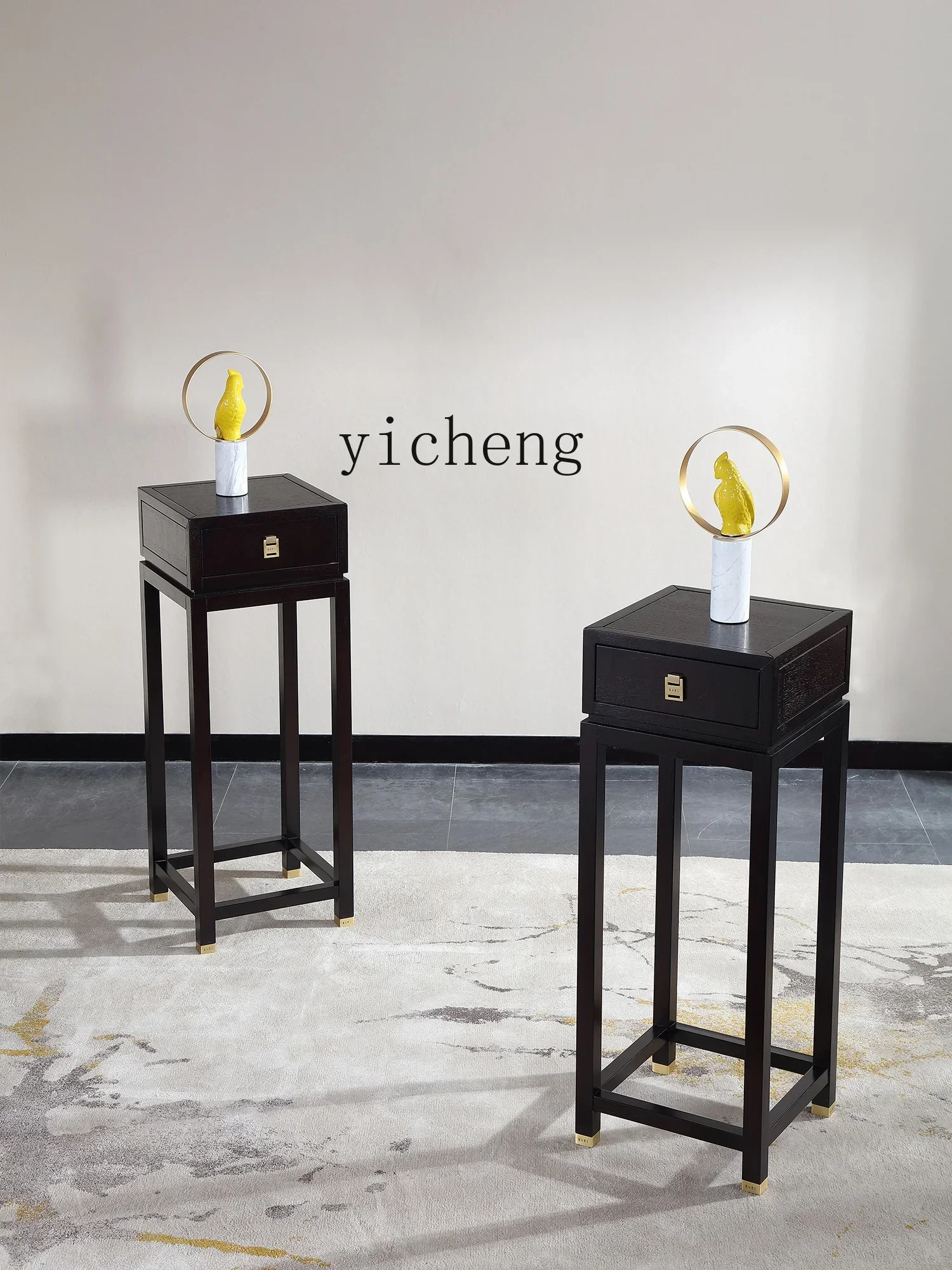 v9.7- modern new Chinese-style all-solid wood flower stand high-end with drawer medium and high flower stand combination
