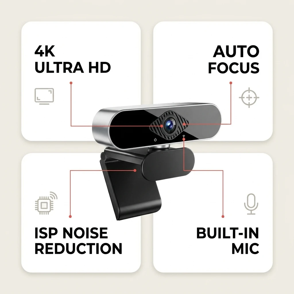 1080P FHD Webcam with Built-in Microphone, Plug & Play USB Web Camera, Wide Angle Webcam for Laptop Desktop