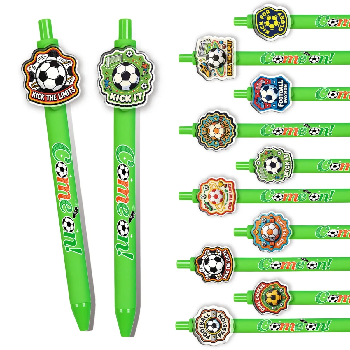 

10PCS/15pcs Football Medal Theme Green Ballpoint Pens Student Writing Pens Creative Stationery Office Supplies