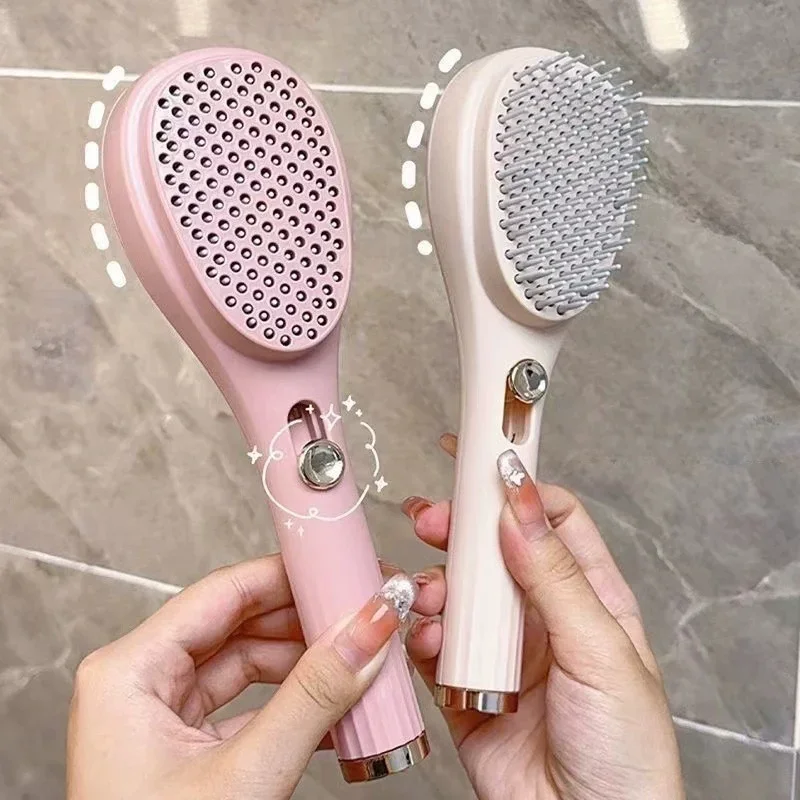 Selbstreinigende Haarbürste für Frauen, einziehbare Haarbürste, leicht zu reinigen, antistatische Massagebürste, rotierende Teleskopstruktur