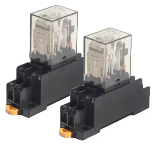 Electromagnetic Power Relay 2Pcs 10A 24V 8pin DC Relay Coil Socket Base DPDT LED