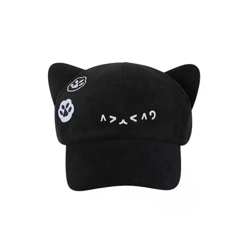 Add a Touch of Kawaii to Your Outfit with Sweet Cat Ear Plush Baseball Cap - The Perfect Japanese Style Hat to Frame Your Face