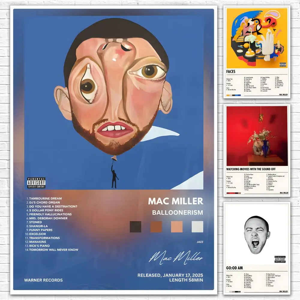Chill HipHop Artist M-Mac Miller Poster All-match HD Waterproof Self-Adhesive Wall Art Sticker For Home Bedroom
