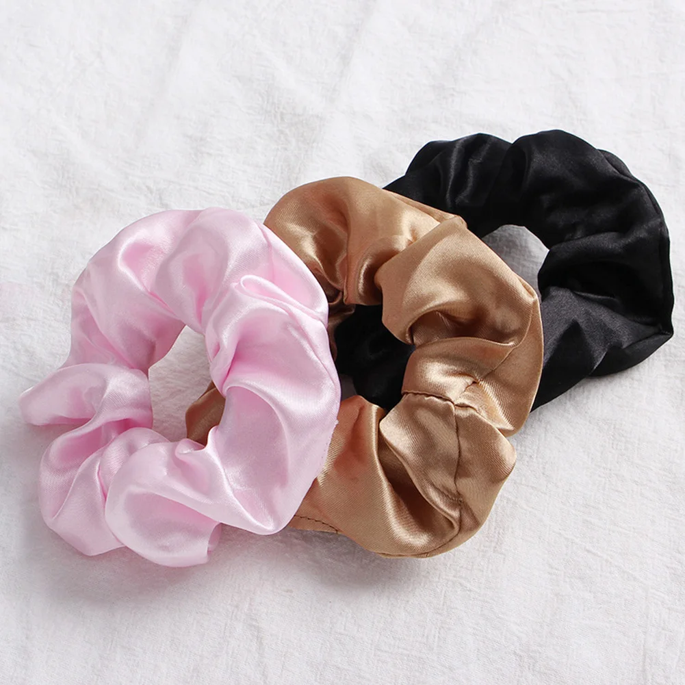 2024 Summer Women Satin Silk Elastic Hair Bands Korean Smooth Silky Hair Scrunchies Headdress Solid Ponytail Holder Hair Ties