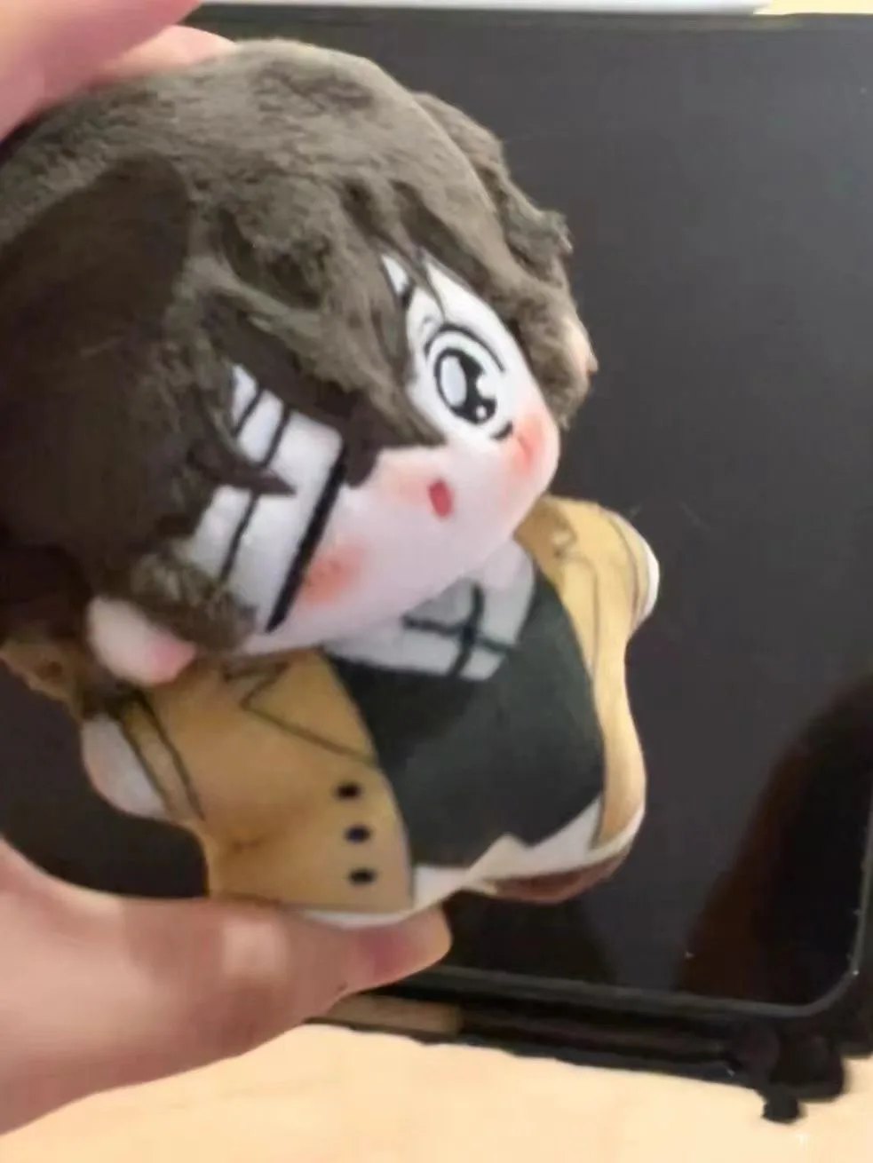 10 cm anime bungo cães vadios dazai osamu mini brinquedos de pelúcia de um olho dango estrela do mar corpo algodão fofo bonecas presente de natal de halloween