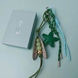 New 2025 Green Leather Pea Pod Bag Pendant Fashion Classics Handmade Ornament Braided Rope Key Accessories Gift