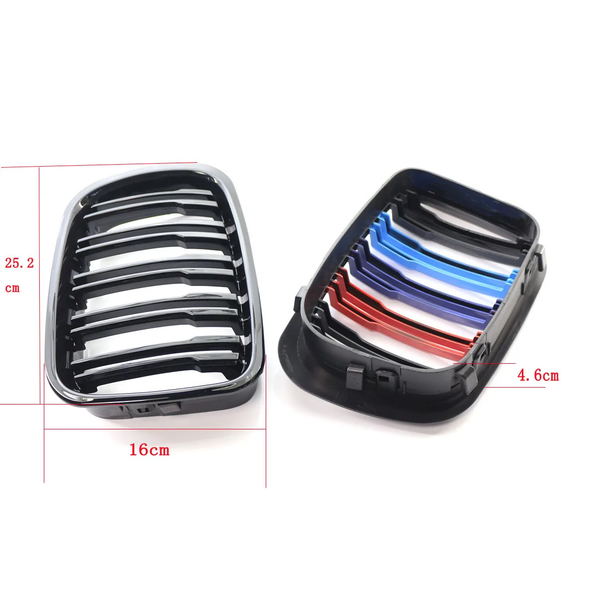 Front Kidney Grille Glossy Black Double Slat Style For BMW E46 4Door Saloon Wagon 1998‑2001 Direct‑Fit Hood Grille Pair Assembly - view 2