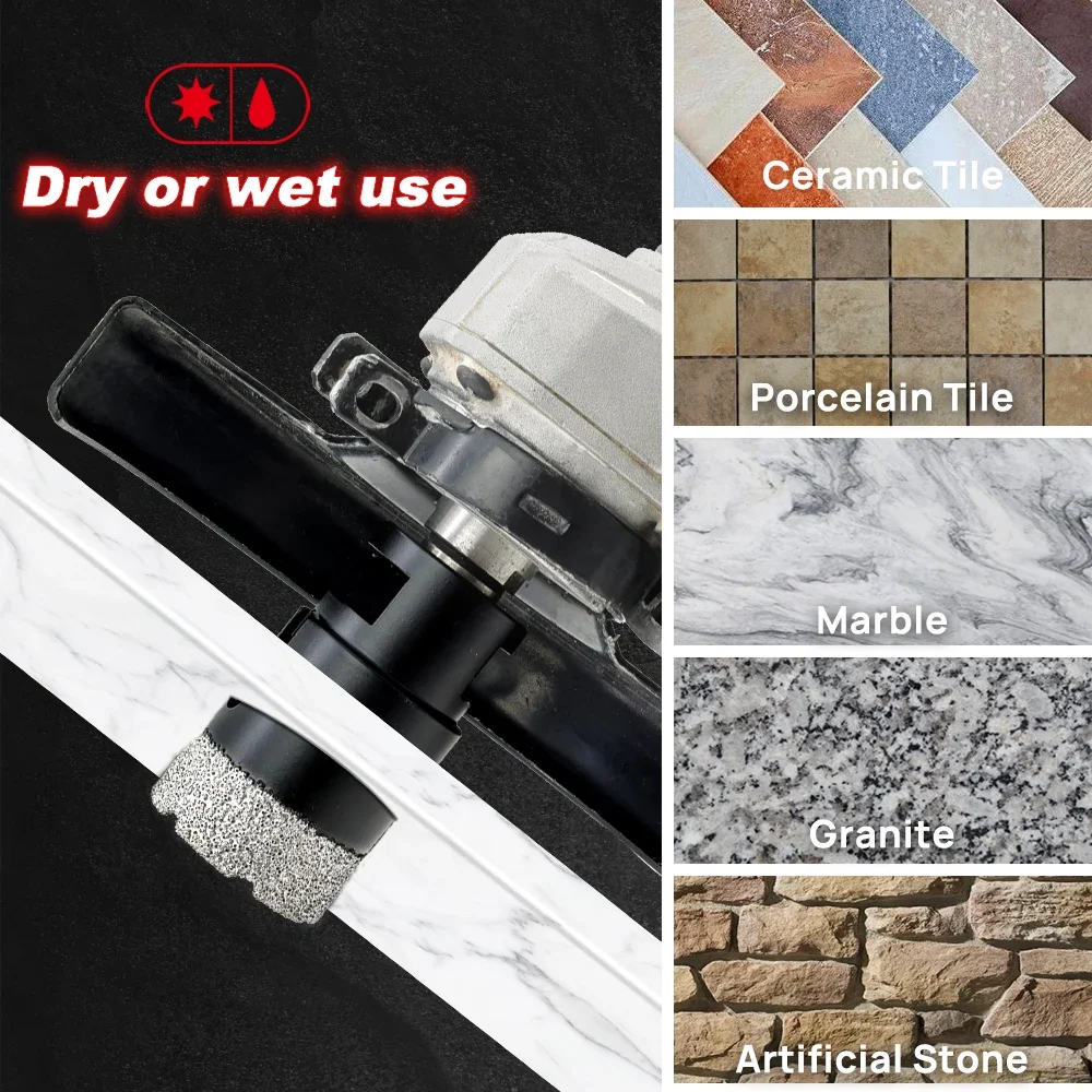 DT-DIATOOL 7 Pz 20/35/40/50/68mm Punte diamantate Set 20mm Punta di fresatura Adattatore Bit per granito Porcellana Sega a tazza Apri