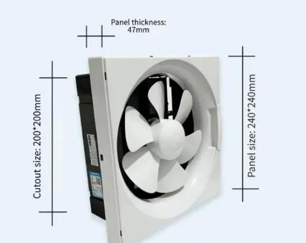 For Kitchen Bathroom For exhaust Vent Fan 900 m3/h Airflow Low Noise 38dB Auto Shutter ABS PVC Material 24x24cm Quiet Operation