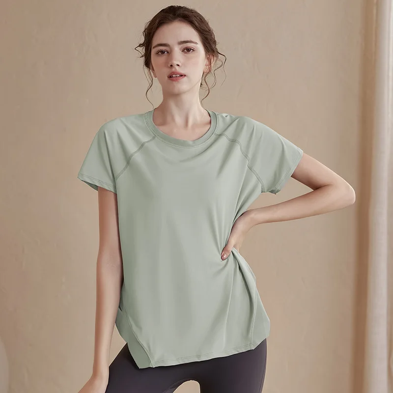 Camry High-End Yoga Clothing Top Women's Loose Slimming Sports T-shirt Short Sleeve Breathable Mesh Running Workout Clothes