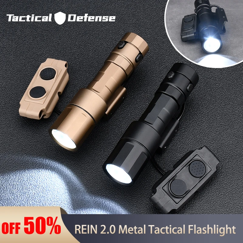 REIN 2.0 Tactical Metal Flashlight Clou Defensive Weapon 1000lm Airsoft Scout Light  Contstant/Momentary Dual Function Switch