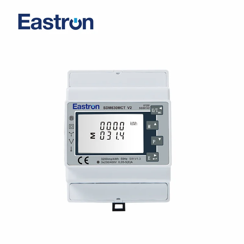 Medidor Trifásico da Energia do Trilho do Ruído de Quatro Fios Rs485 Modbus Rtu e Saída do Pulso Sdm630mct v2 Não Mid 1a 5a ct Conectado