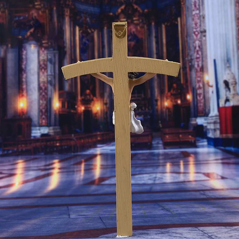 

Cross Statue Jesus Carrying Resin Art Piece Spiritual Decor for Living Room Bedroom Cabinet Display Classic Character Decoration