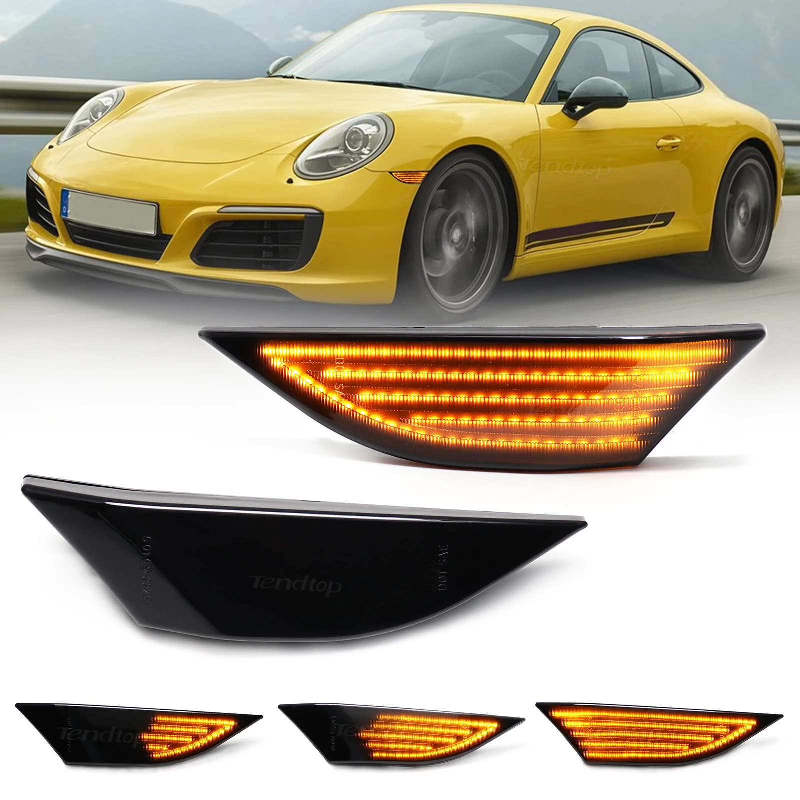 2Pcs LED Side Marker Lights Turn Signal Lamps Car-Styling Canbus For Porsche 991 911 Carrera Targa Boxster Cayman 981 982 718