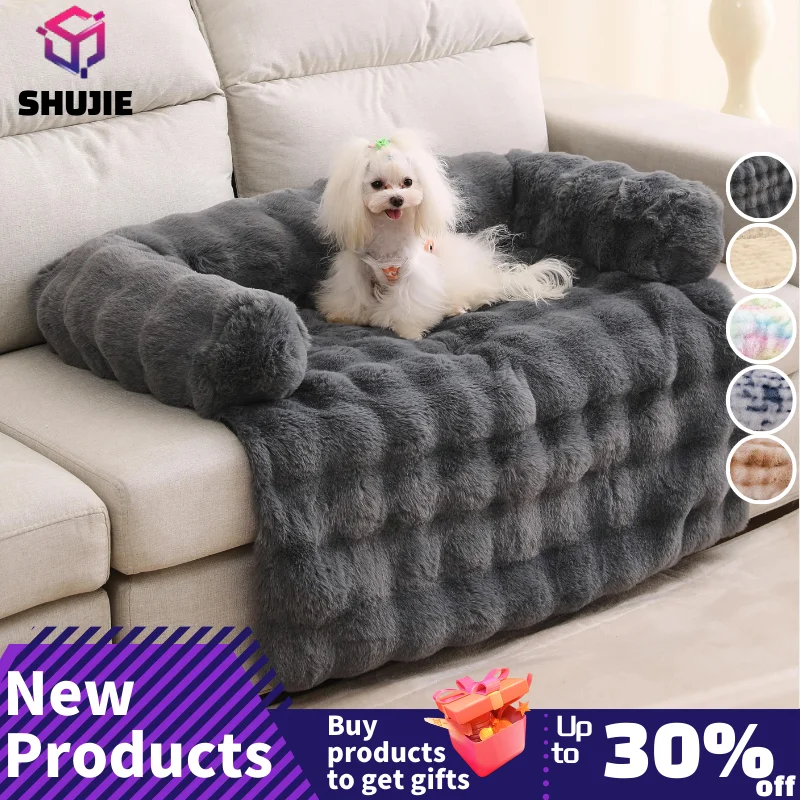 Fluffy Plush Pet Dog Bed Sofa for Large Dogs House Mat Kennel Winter Warm Cat Bed Pad Washable Dog Cushion Blanket Sofa Cover