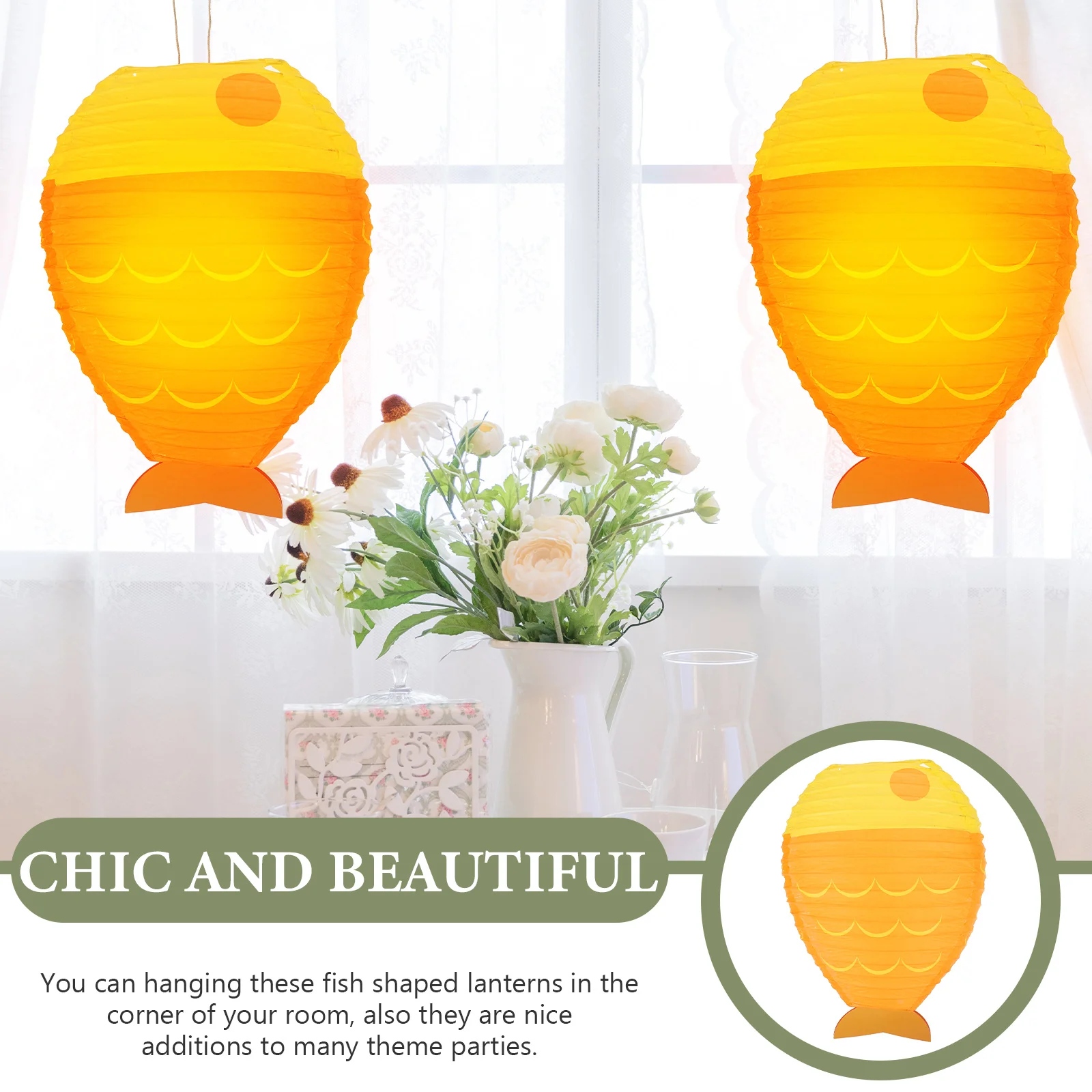 

2Pcs Creative Fish Shaped Paper Lanterns Hanging Lantern Decor for Fish Theme Party Kids Festival Paper Lanterns