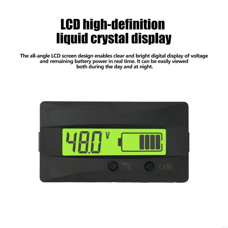 Q6PA LCD Battery Capacity Panel with Power Readout, 9-120V Battery Monitor for Solar Storage and Backup Systems