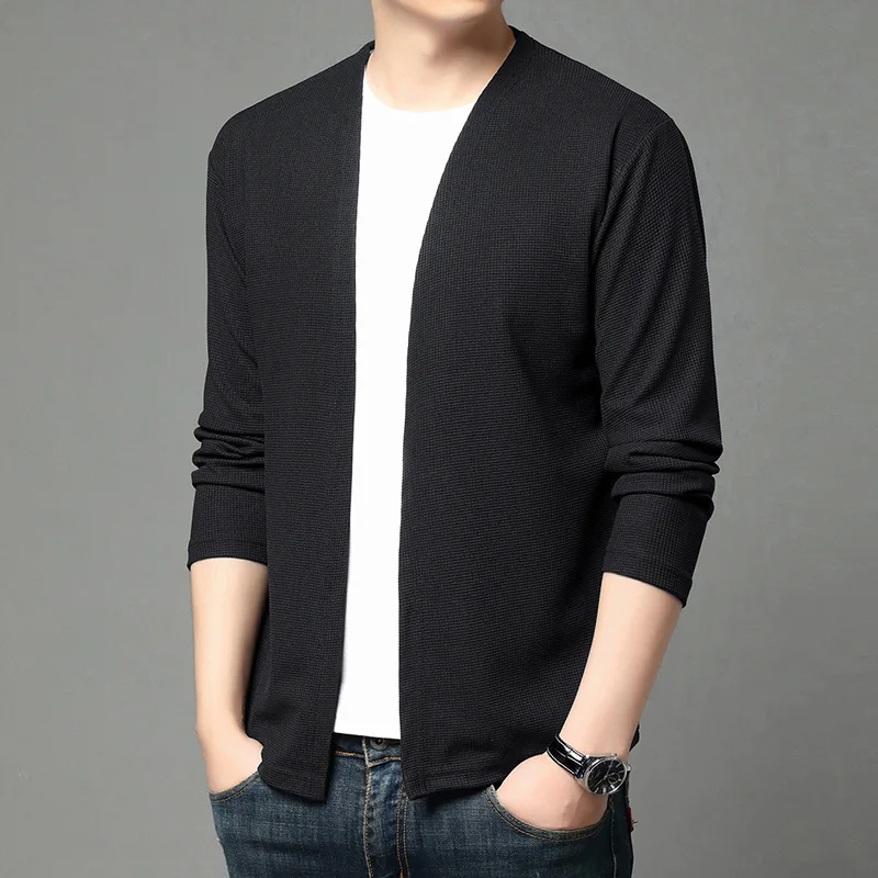 Faionable Colorato lavorato a maglia da uomo Casual Top Coreano Sle Cardigan aperto M Capispalla Traspirante hine Waable Long S...