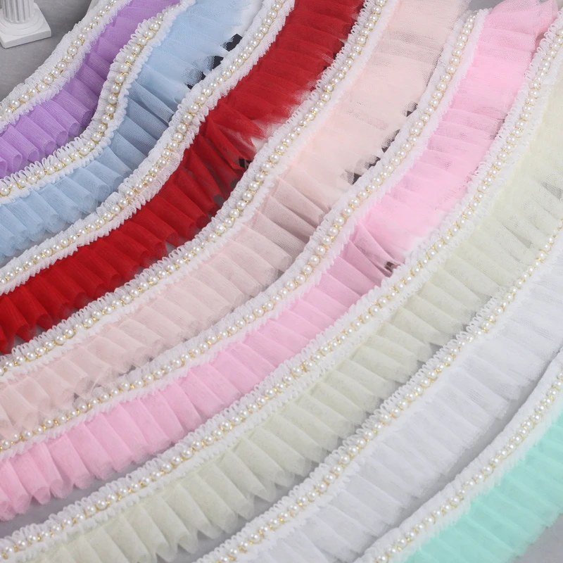 

Bead Mesh Fold Lace Trim, Handmade, DIY Bubble Skirt, Ruffle Garment, Needlework Sewing, Clothing Decoration,5.5cm,18Meters 339