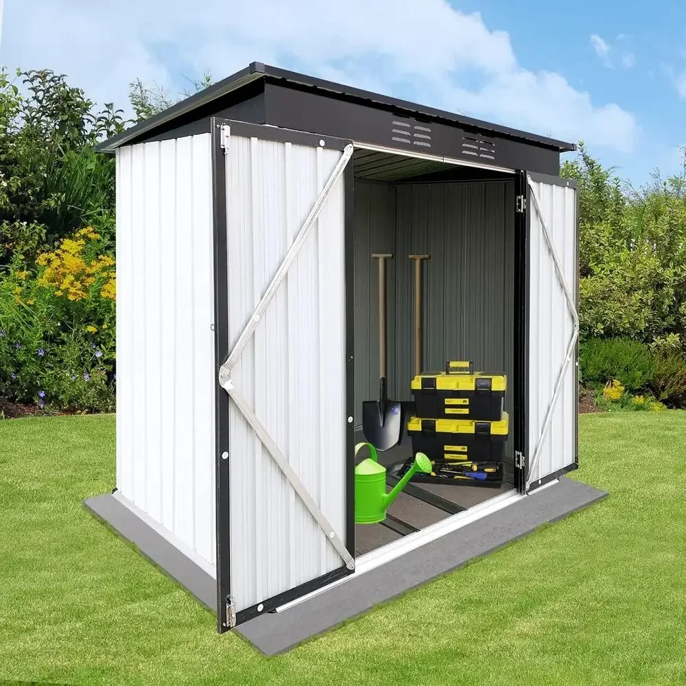 6Tx4T Outdoor Storage Shed,Metal Storage Shed with Pent Roo, Double Lockable Do,Waterproo Garden Tool House or Backyard Patio La