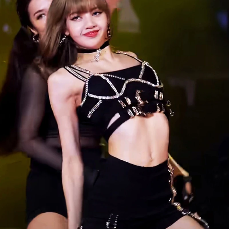 Lisa Kpop Stage Outfits Street Dance Jazz Dancer Costume Festival Outfit Women Gogo Dj Rave Festival Clothing Hip Hop