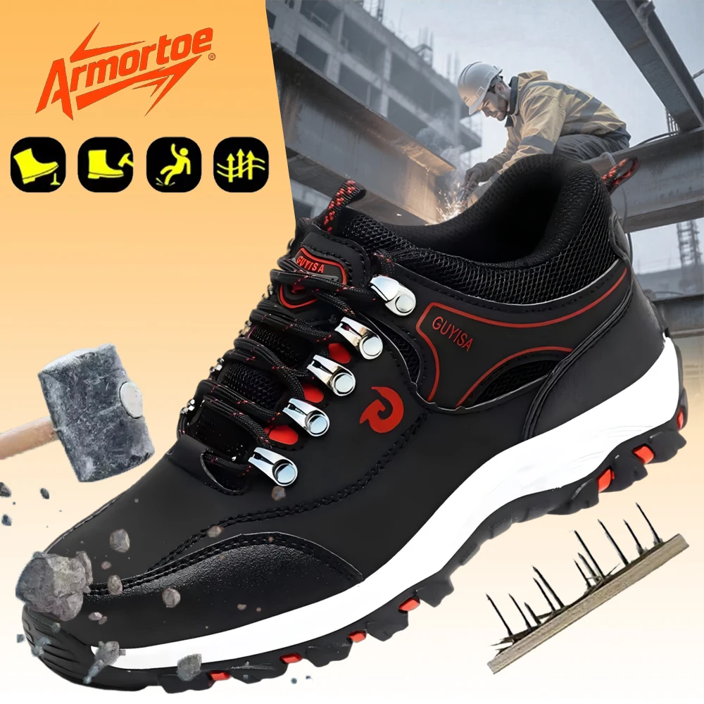 

ArmorToe Steel Toe Anti-smash Anti-stabbing Safety Shoes Breathable Wear-resistant Work Shoes Protective Shoes #Armor2590