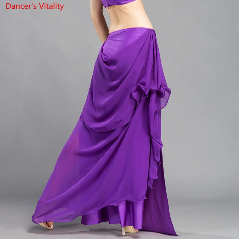 Wholesale Skirt Chiffon Sexy Split Dress for Women India Practice Skirt Women Belly Dance Skirt 6 Colors High Spilt Clothes