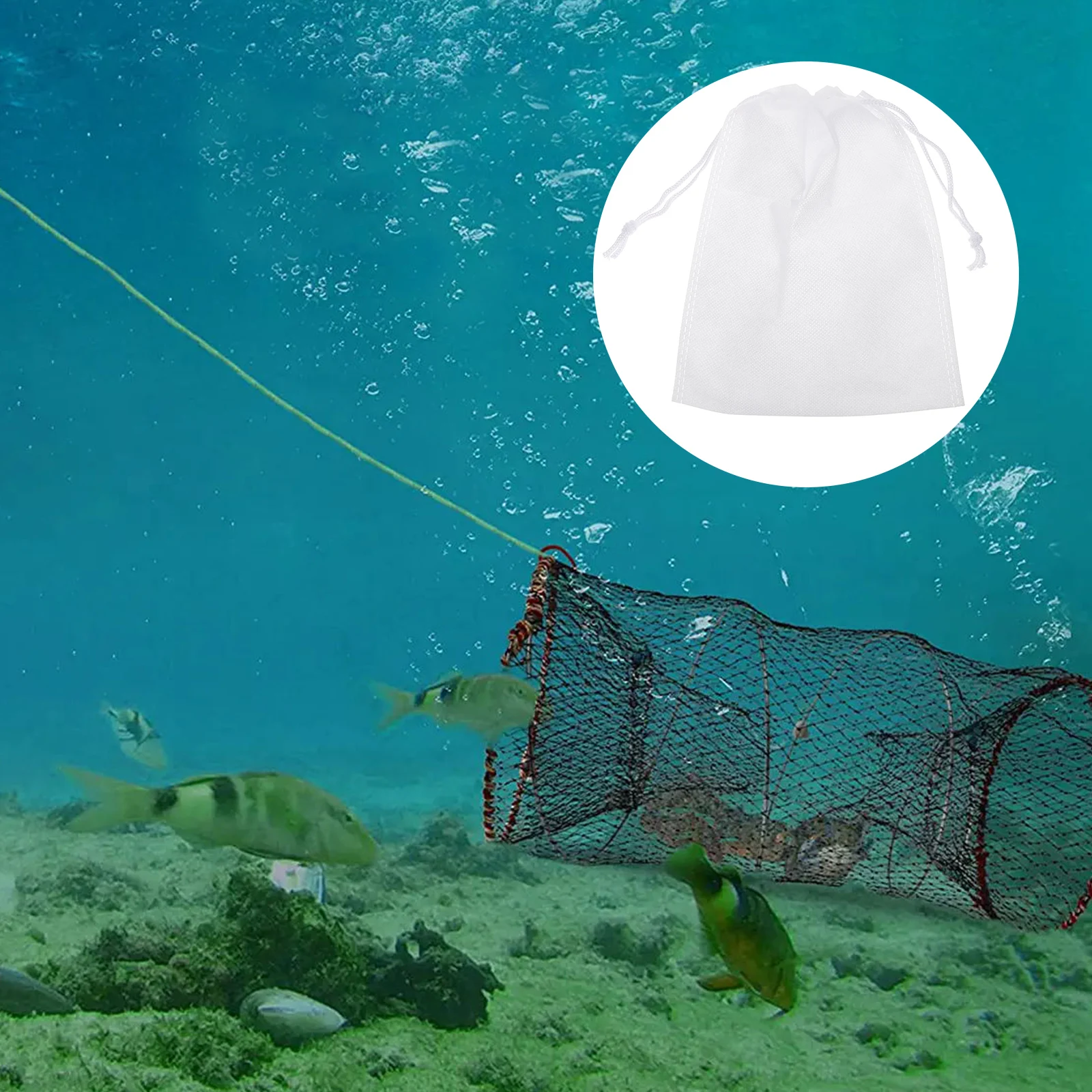 

10pcs Bait Storage Bag Fishing Net Tool Non-Woven Fabric Shell Bag Drawstring Mesh Sack Mildew Resistant Machine Washable