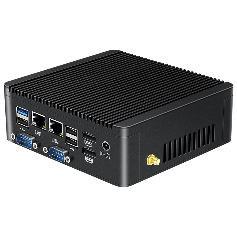 Mini PC sin ventilador Intel Celeron J4125 DDR4 M.2 SSD compatible con Win10/11 Linux 2x LAN 8xusb 4xcom RS232/485 GPIO LVDS 4G LTE TPM2.0