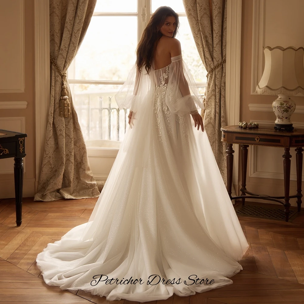 Exquisite Beading and Flowers Robe de mariée Romantic Side Slit Organza Wedding Dress Customized Strapless A-Line Bridal Gowns