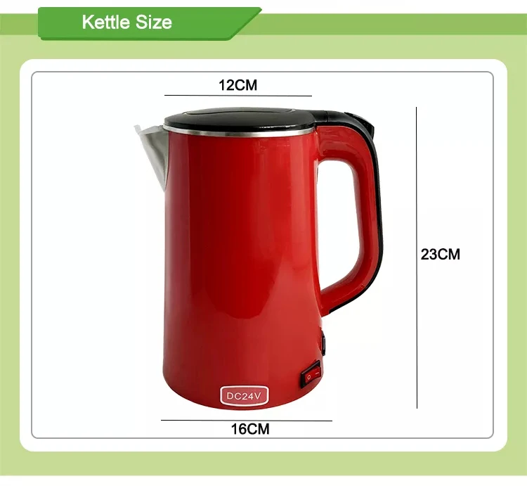 Wholesale Battery Powered Electric Kettles 12V 24V 304 Stainless Steel 1.8L Camping Solar Kettle