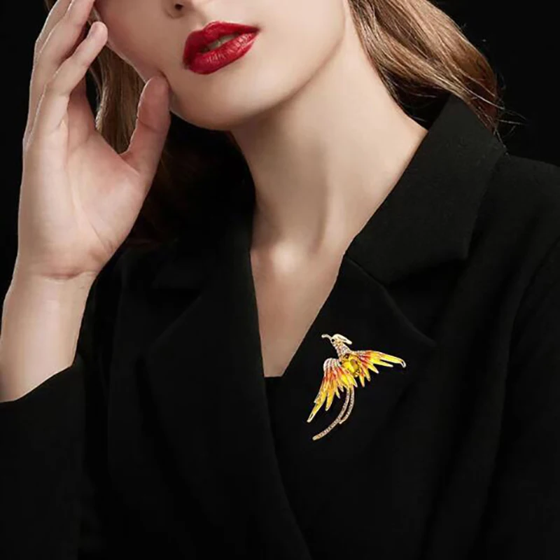 Elegant Multicolor Phoenix Brooch For Women Men Exquisite Rhinestone Beauty Flying Bird Brooch Fashion Jewelry Accessories Gifts