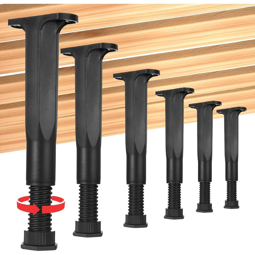 6 قطع من أرجل دعم السرير، أرجل دعم إطار السرير، رافعة السرير، استبدال أرجل السرير القابلة للتعديل، أقدام إطار السرير، ملحق مركزي لإطار السرير